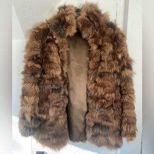 Vintage Real Brown/Tan Fur Jacket Women's Large